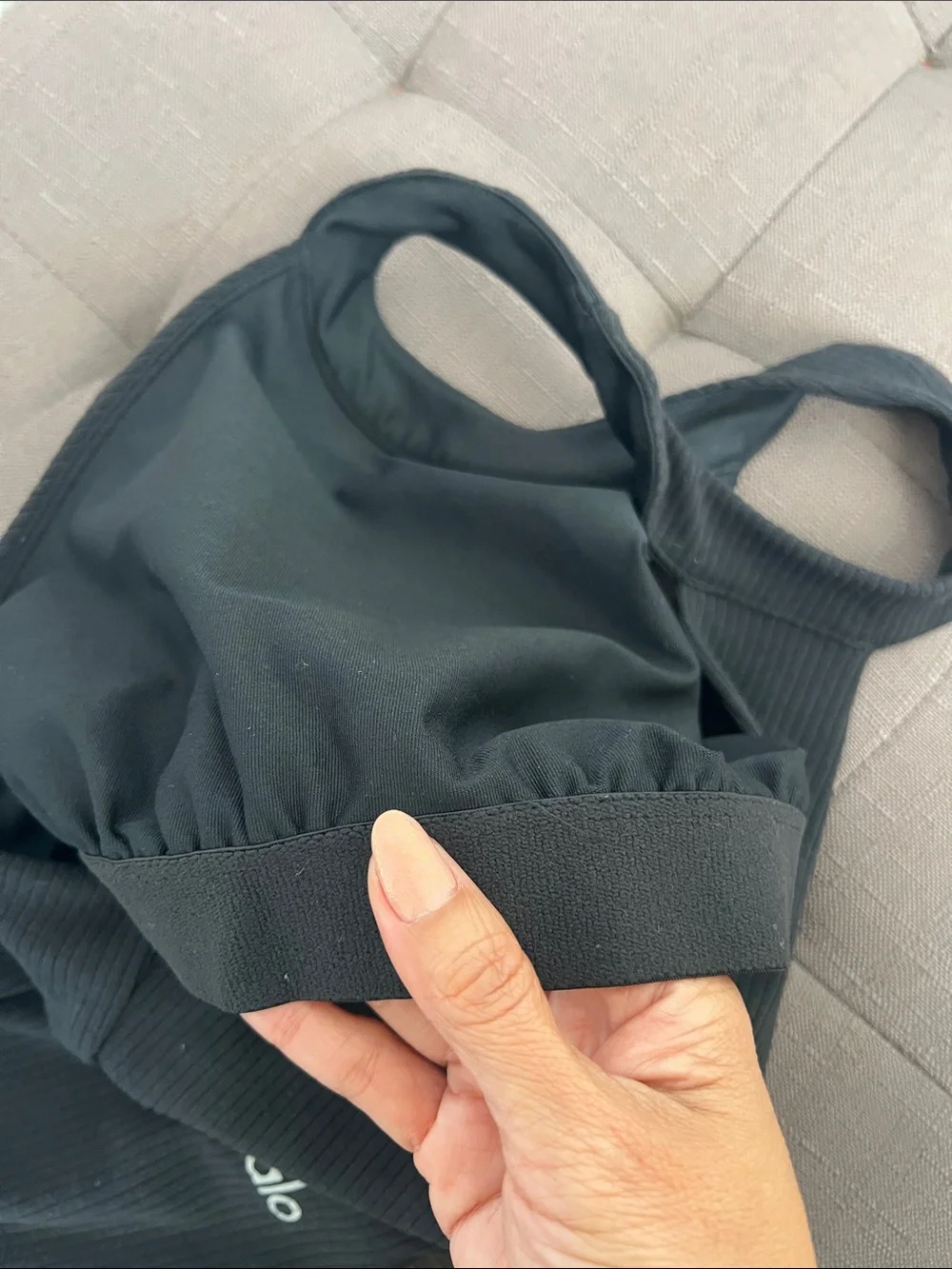 ALO Yoga Black Ribbed High-Neck Racerback Tank
